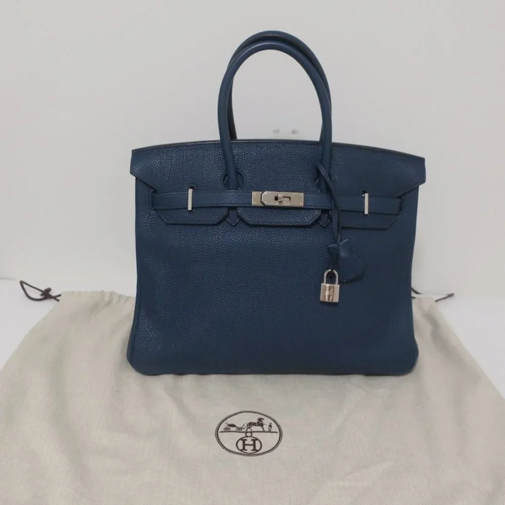 HERMES BIRKIN 35CM BLUE DE MALT CLEMENCE LEATHER PALLADIUM HARDWARE 2009 - Picture 1 of 16